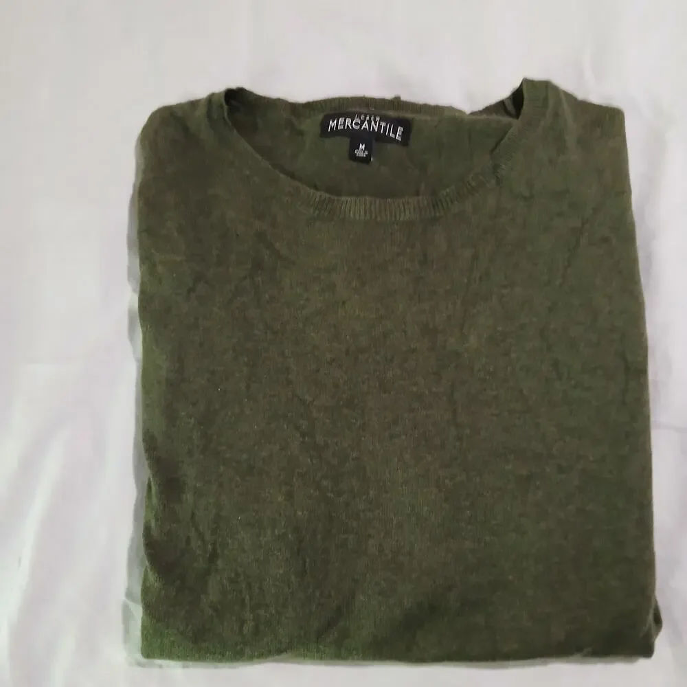 Men’s J Crew Mercantile M Men's Olive 100% Cotton Long-Sleeved Crewneck Sweater